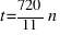 t = {720/11}n