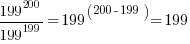 199^200 / 199^199 = 199^(200-199) = 199